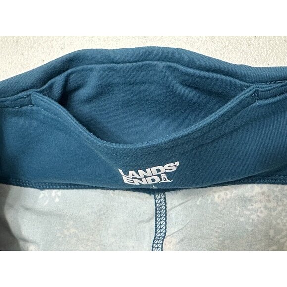 Lands' End Everyday Active Leggings Baltic Teal Color Splotches Zip Pockets Sz L - Picture 5 of 9